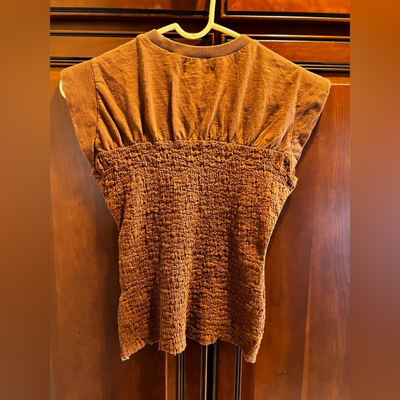 Anthropologie Maeve Brown Stretch Smocked Top - XXS - Picture 3 of 7